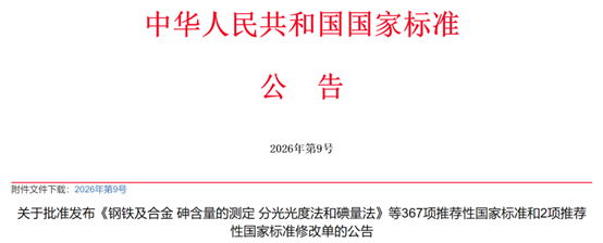 市场监管总局（国家标准委）批准发布367项推荐性国家标准和2项推荐性国家标准修改单